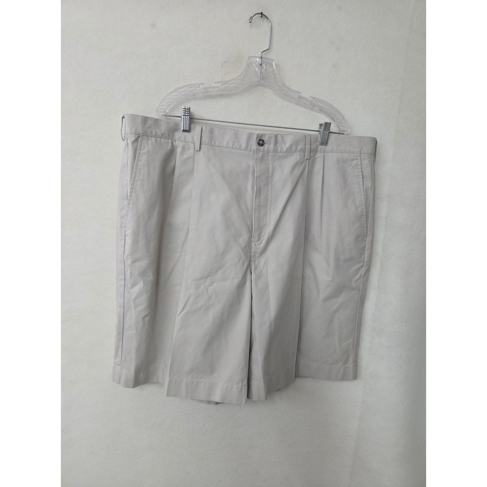 Paul Fredrick Mens 44 Pleated Chino Shorts Light Khaki Cotton Classic Fit Preppy